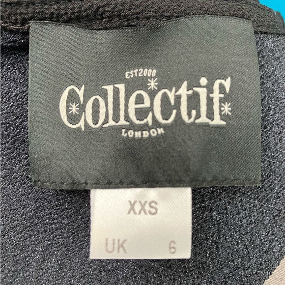 Collectif Liliana Cherry Long Sleeve Plunge V-neck Button Black Maxi Dress UK 6 - Picture 8 of 9